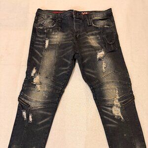 Black Distressed Denim Jeans • Smuggler’s Moon • Size 42W 33L